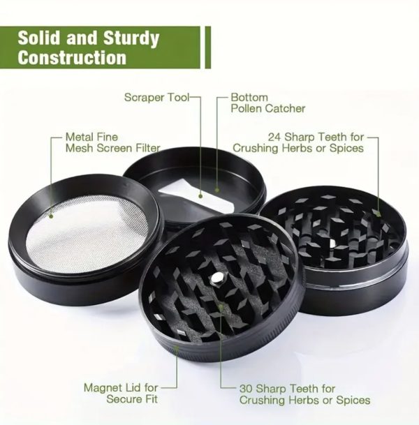 2.6in Stainless Steel 4-Layer Manual Herb Grinder - Image 4