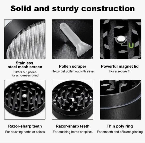 2.6in Stainless Steel 4-Layer Manual Herb Grinder - Image 6